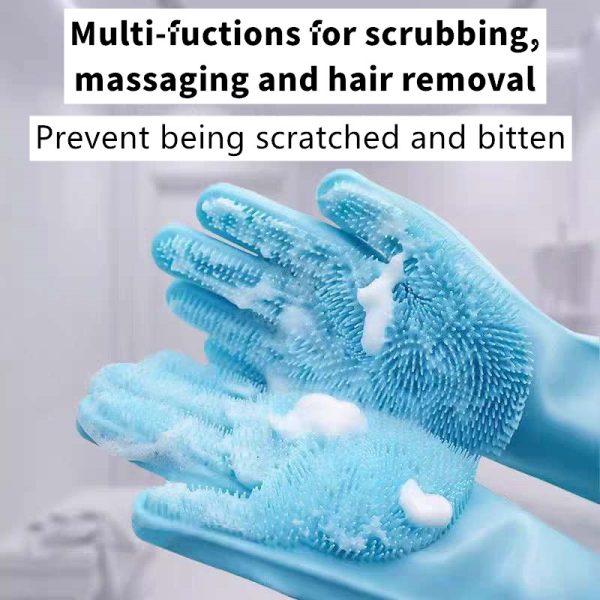 Pet bathing gloves, pet grooming gloves blue - Image 2