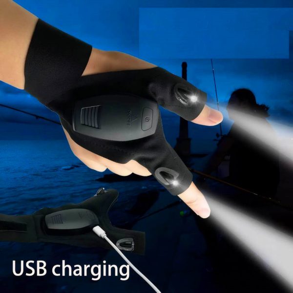 Rechargeable LED flashlight gloves hands free - Image 3