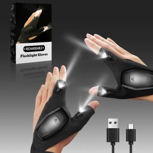 Rechargeable LED flashlight gloves hands free
