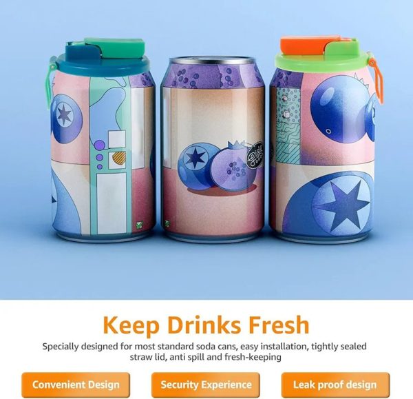 Soda Can Lids with Straws 4 pack 4 colors - Image 3